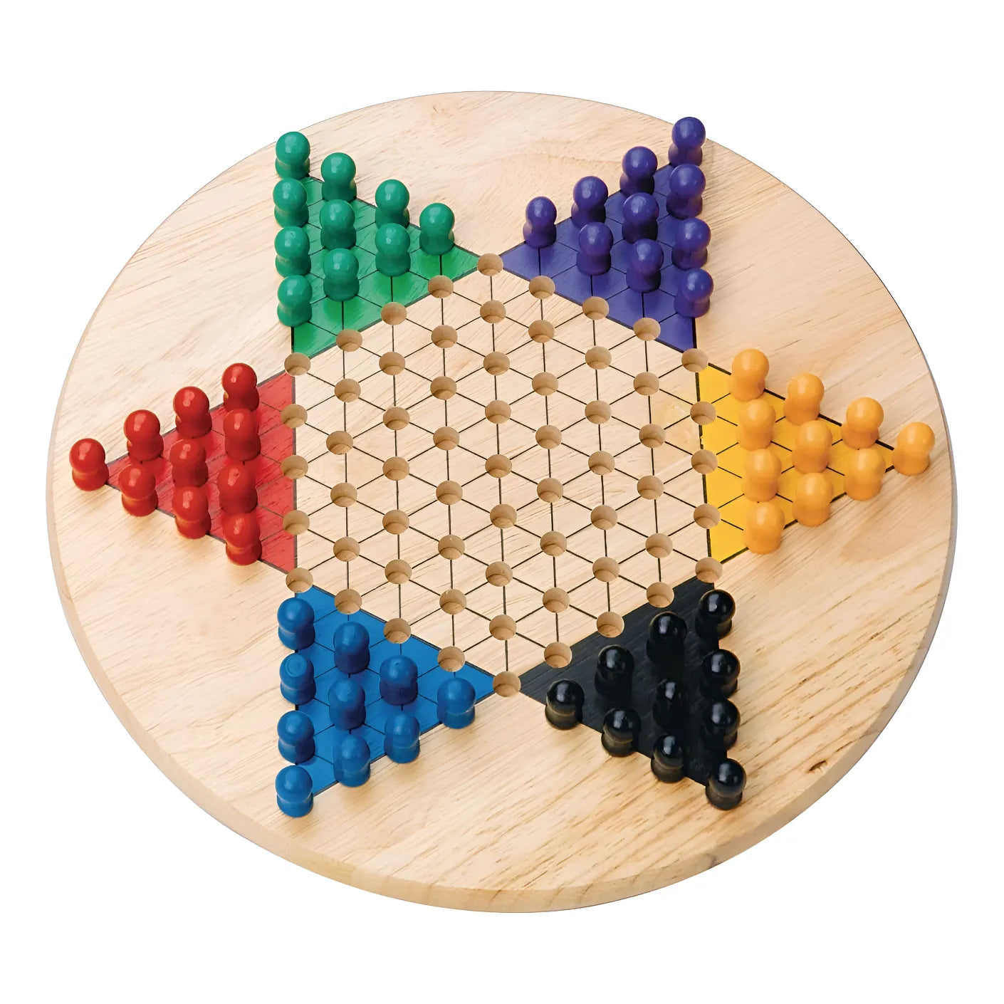 Fdit Juego De Damas Chinas De Madera Maciza Con Clavijas De Colores – Estrategia Y Diversión Para Toda La Familia