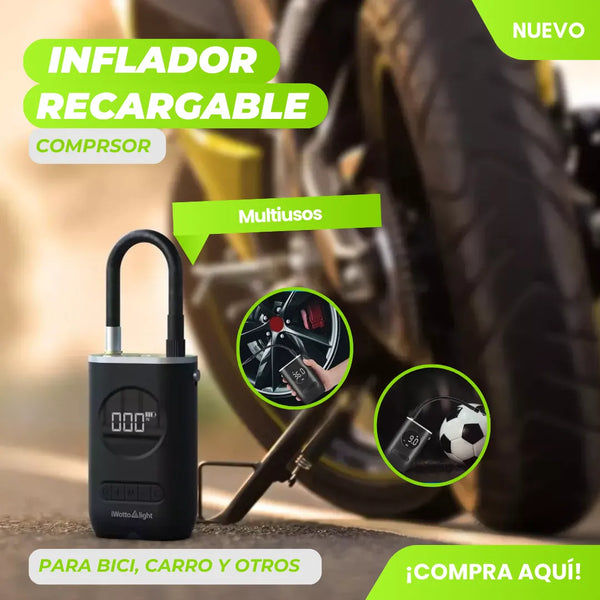 Inflador Portátil Compresor Mini Recargable 150 PSI Para Carro Y Bici