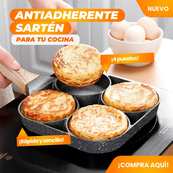 Sarten Antiadherente Negra 4 Puestos Ideal Para Huevos Panqueques Y Arepas