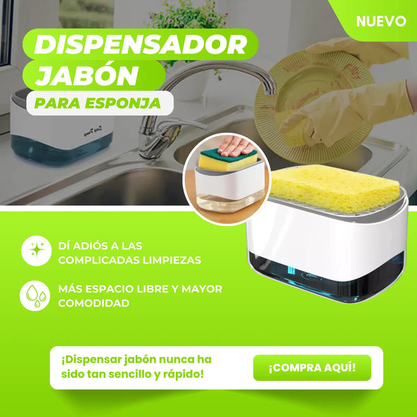 Dispensador De Bomba De Jabón Con Soporte Para Esponja Blanco Fácil Y Preciso