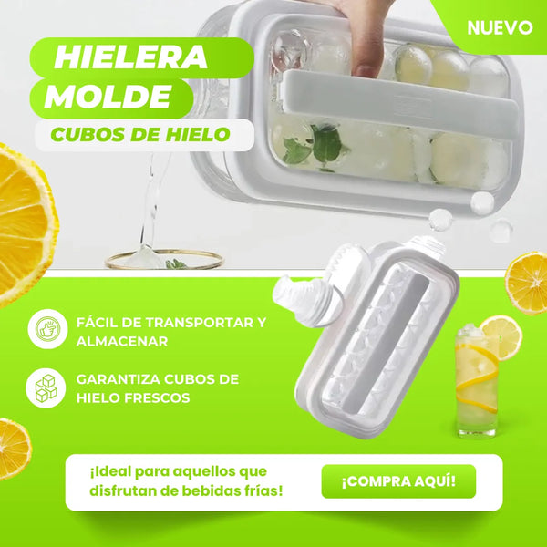 Hielera Molde De Cubos De Hielo Botella Portátil Color Blanco