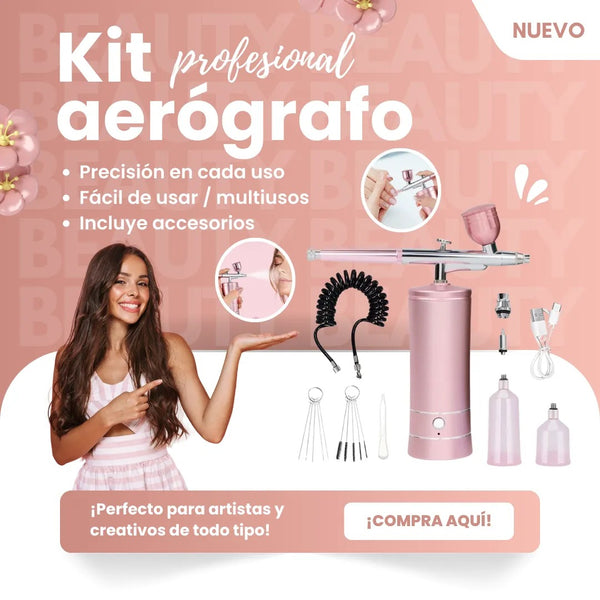 Kit Aerografo Sml Mini Compresor Portatil Electrico Sin Cables Con 30 Psi