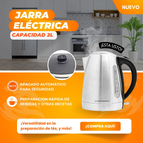 Jarra Eléctrica La Independencia La 851 Plateada 2L Agua Caliente Rápido