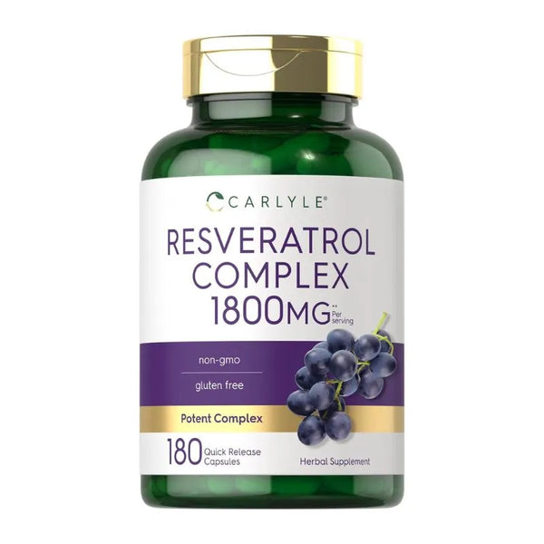 Suplemento de Resveratrol Carlyle 1800 mg 180 Cápsulas