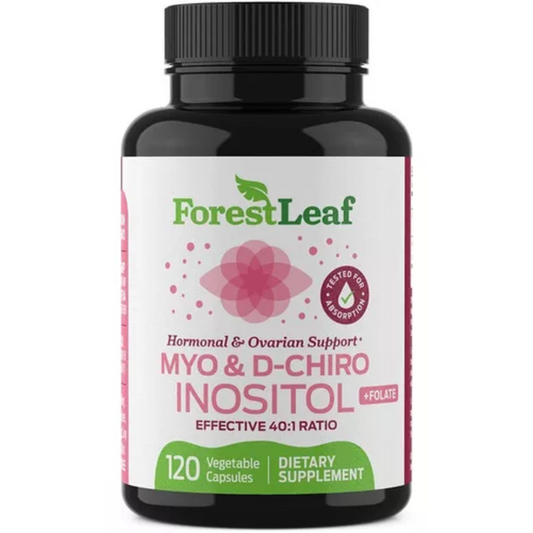 Inositol Myo D-Chiro con Folato 120 Cápsulas Suplemento para Fertilidad Hormonal y Salud Ovárica