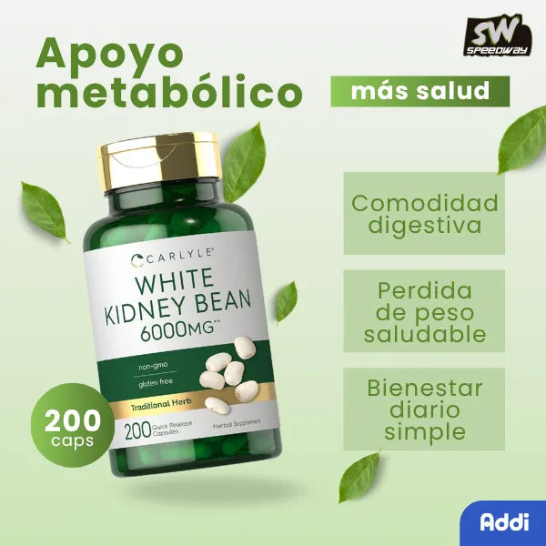 Bloqueador De Carbohidratos Frijol Blanco Carlyle 6000mg 200 Cápsulas Sin Gluten