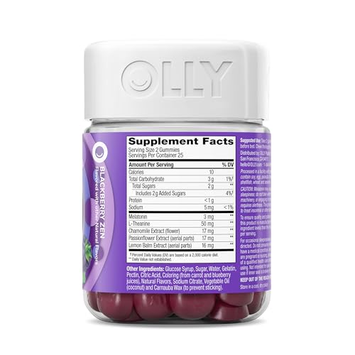 OLLY Sleep Gummy Melatonina 3mg L-Theanine Chamomile Ayuda a Dormir Naturalmente - Imagen 10
