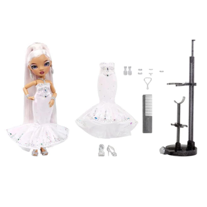 Muñeca Roxie Rainbow High Edición Navideña 2022 con Pelo Multicolor y Vestido Iridiscente - Imagen 2