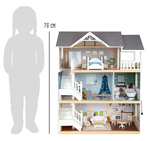 Casa De Muñecas De Madera Villa Urbana Juguete Infantil Para Juego Creativo - Imagen 3