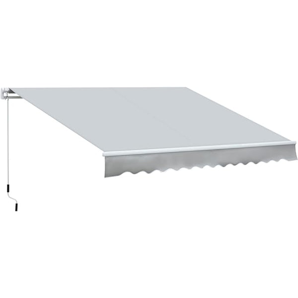 Toldo Retractil Manual Gris Claro Para Exteriores Protege Del Sol Y Calor