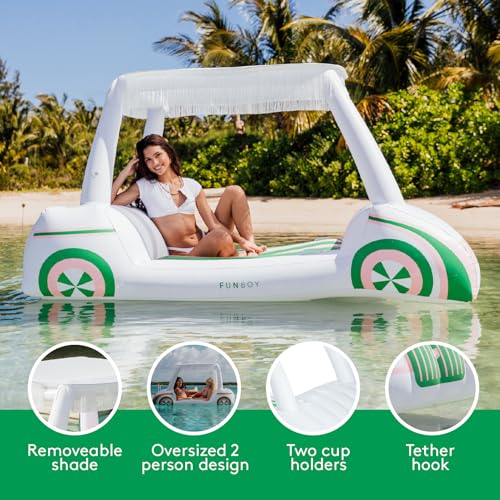 Funboy Carro De Golf Inflable Gigante Flotador De Piscina Con Sombrilla Retro - Imagen 5