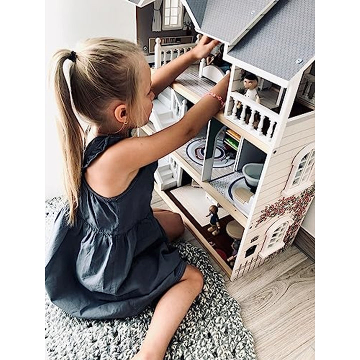 Casa De Muñecas De Madera Villa Urbana Juguete Infantil Para Juego Creativo - Imagen 19