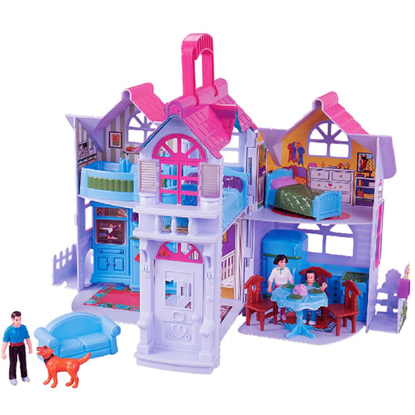 Casa De Muñecas Plegable My Sweet Home 3 En 1 Con Muebles Y Figuras - Imagen 1