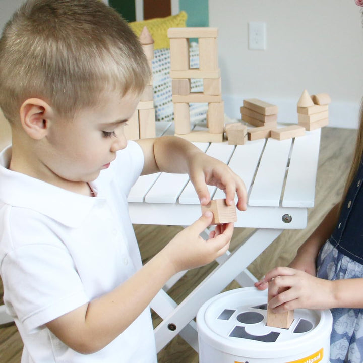 Bloques De Madera Natural Para Niños 100 Piezas Con Contenedor Educativo - Imagen 6