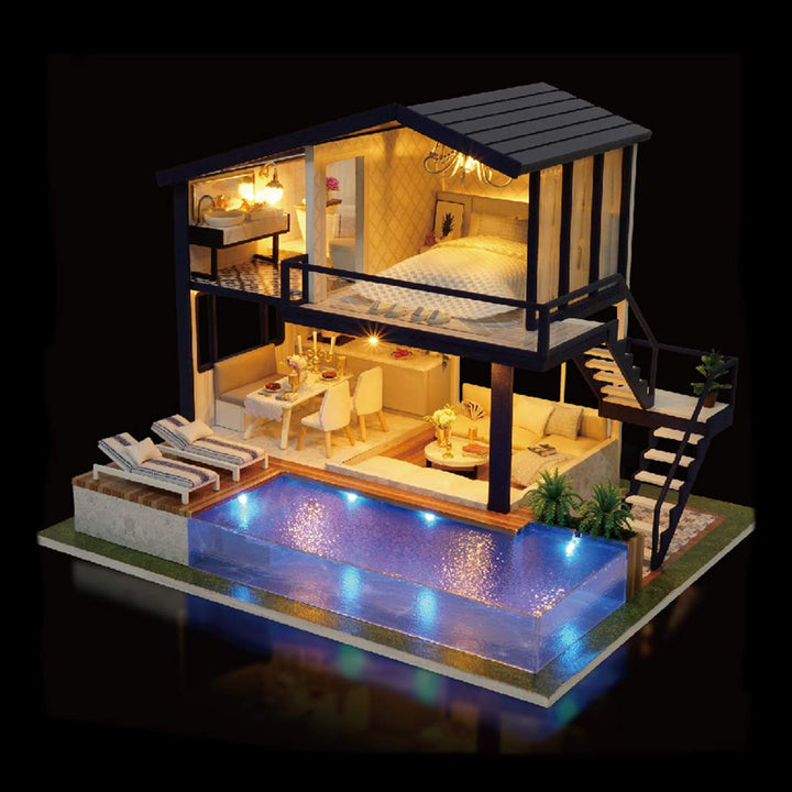 Kit Casa De Muñecas Miniatura Diy Time Apartment Con Luz Led - Imagen 3