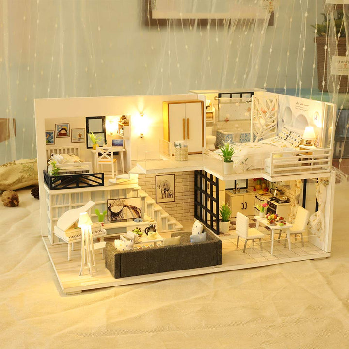 Kit Casa De Muñecas Miniatura Escala 1 24 Con Música Y Muebles - Imagen 7