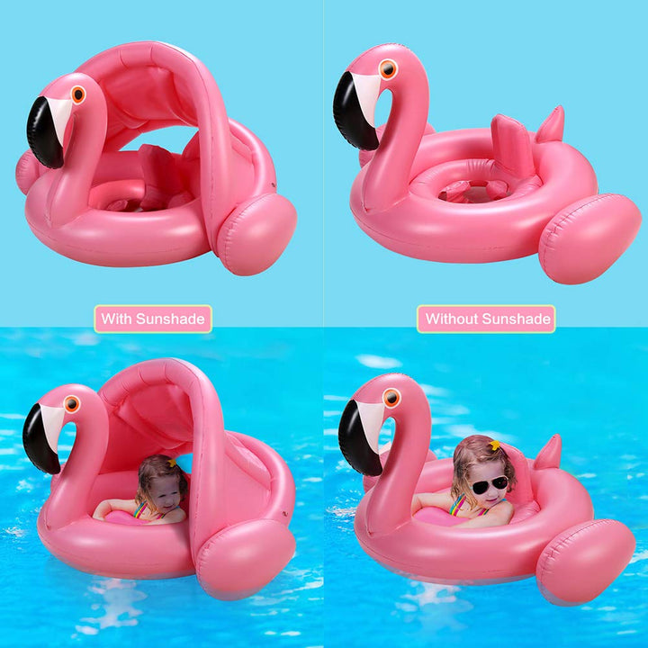 Flotador Para Bebés Con Toldo Ajustable Flamenco Piscina Rosa 6 A 48 Meses - Imagen 7