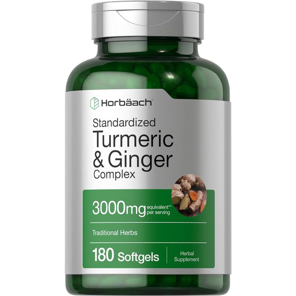 Curcuma Y Jengibre 3000mg con Pimienta Negra 180 Cápsulas Horbaach Suplemento Natural