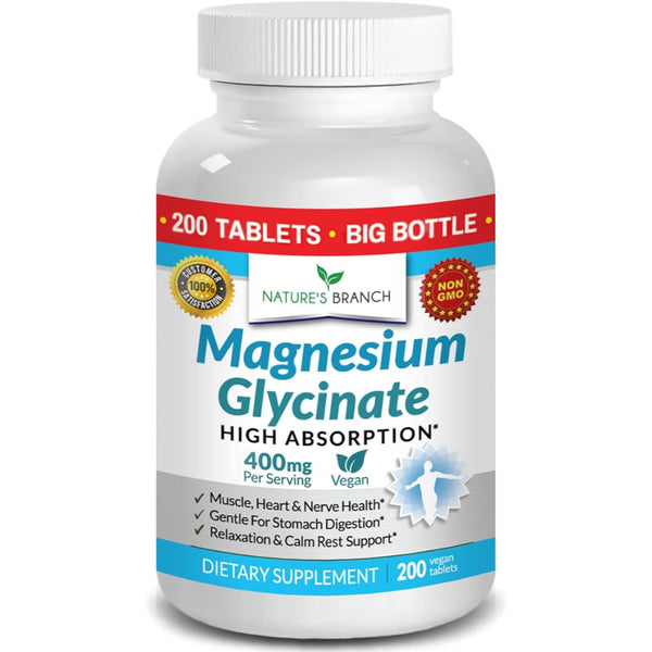Glicinato De Magnesio 400mg Muscular Relajante 200 Cap Cápsulas de Alivio Natural