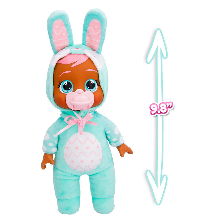 Muñeca Tiny Cuddles Bunnies Cindy 9 Pulgadas Lágrimas Reales Pijama Conejito Verde - Imagen 5