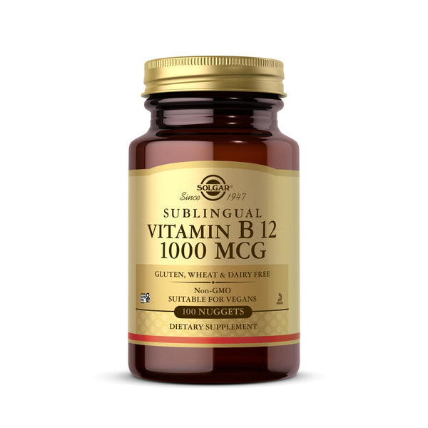 Vitamina B12 1000 Mcg Sublingual Solgar Sin Gluten Vegano 100 Pepitas Energía Y Salud - Imagen 1