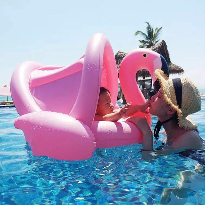 Flotador Para Bebés Con Toldo Ajustable Flamenco Piscina Rosa 6 A 48 Meses - Imagen 2