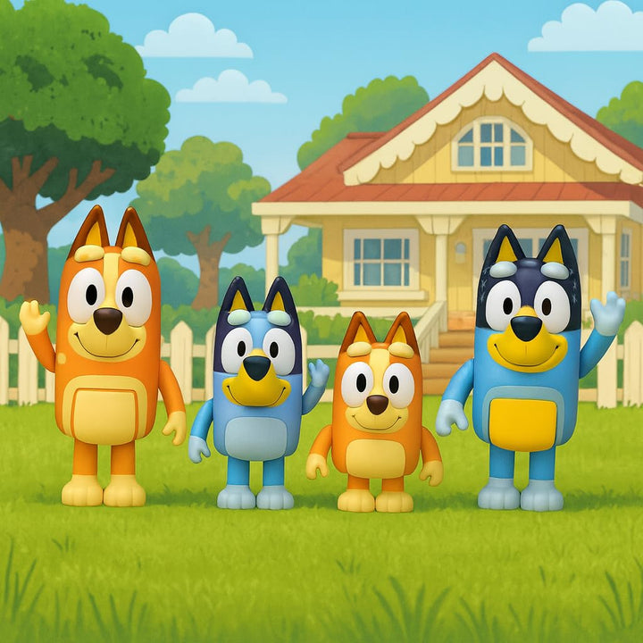 Figuras de Bluey y su familia 2.5 pulgadas Juego Posable Set de 4 Personajes para niños - Imagen 7