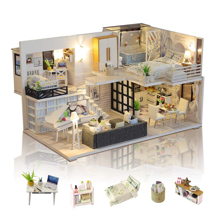 Kit Casa De Muñecas Miniatura Escala 1 24 Con Música Y Muebles - Imagen 1