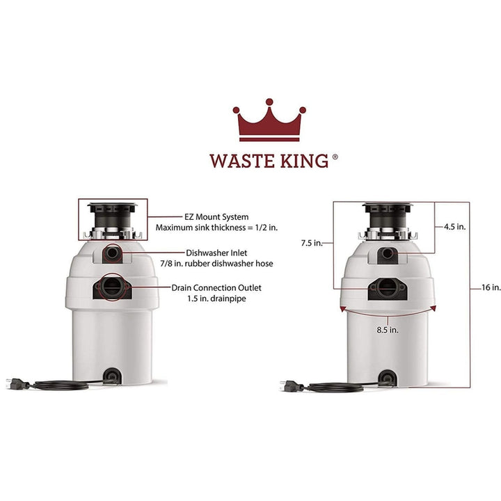Triturador De Alimentos Electrico Waste King Potente Y Compacto - Imagen 4