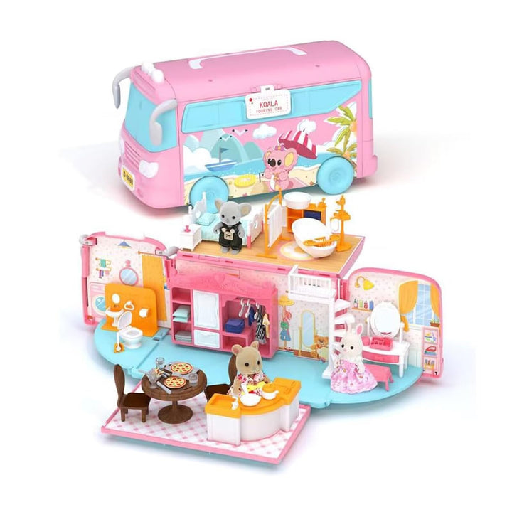 Mitcien Dollhouse Playset Casa De Muñecas Caravana Portátil Para Niños Con Más De 60 Piezas - Imagen 1
