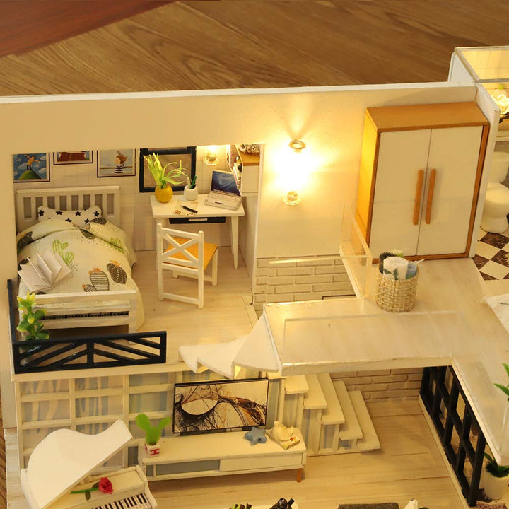 Kit Casa De Muñecas Miniatura Escala 1 24 Con Música Y Muebles - Imagen 6