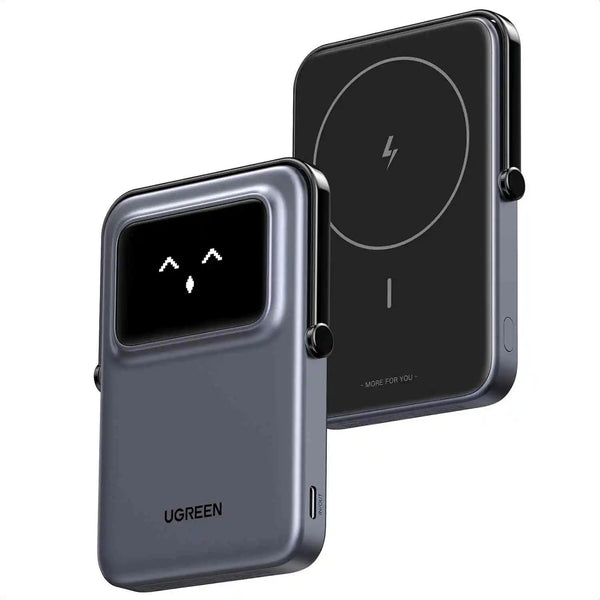Cargador Inalámbrico Ugreen Uno 5000Mah Pantalla Robot Soporte Carga Rápida Para Iphone