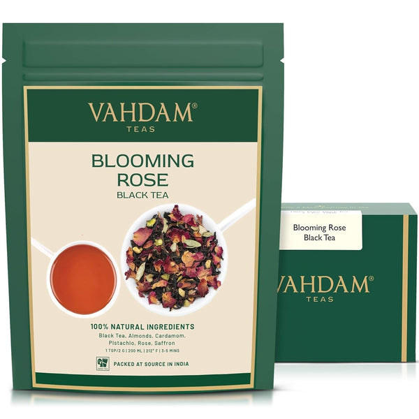 Vahdam Blooming Rose Tea Té Negro con Rosa y Especias 200 Gramos Envío Gratis - Imagen 1
