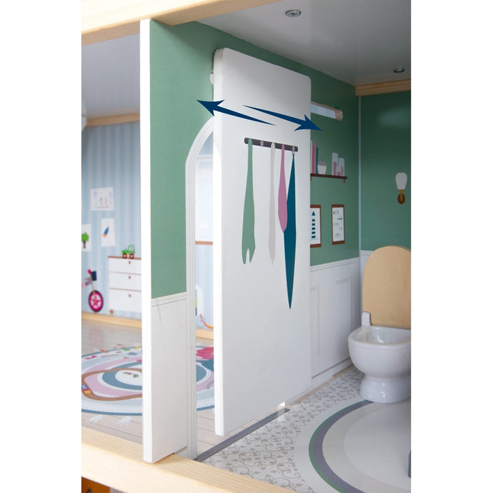 Casa De Muñecas De Madera Villa Urbana Juguete Infantil Para Juego Creativo - Imagen 9