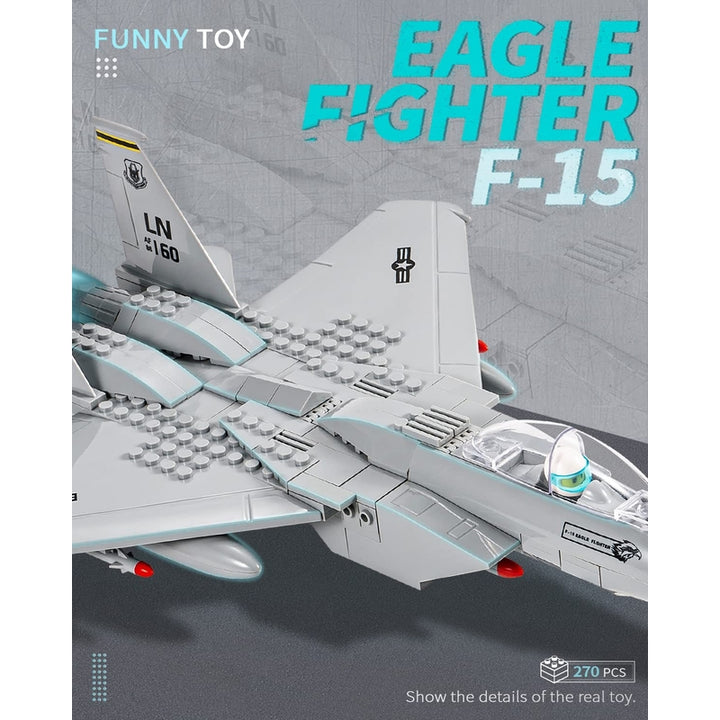 Juego De Bloques 270 Piezas F-15 Eagle Avion Militar Modelo De Construccion - Imagen 2