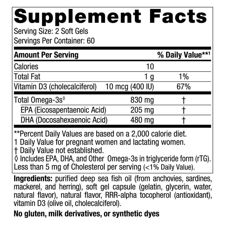 Prenatal DHA Nordic Naturals 830mg Omega 3 400 UI D3 120 Cápsulas Sin Sabor - Imagen 2