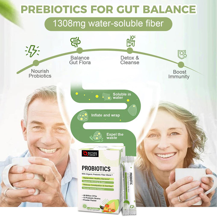 Probioticos Nature Target Con Prebioticos Polvo 60 Mil Millones Salud Digestiva - Imagen 3