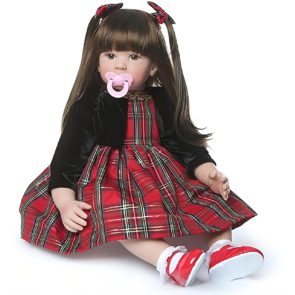Muñeca Reborn 60 cm Con Pelo Largo y Silicona Suave para Niñas Realista y Articulada - Imagen 1