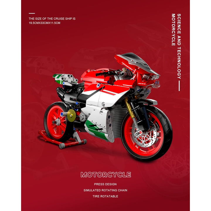 Juego De Bloques Para Construir Motocicleta V4 803 Piezas Escala 1:5 - Imagen 4