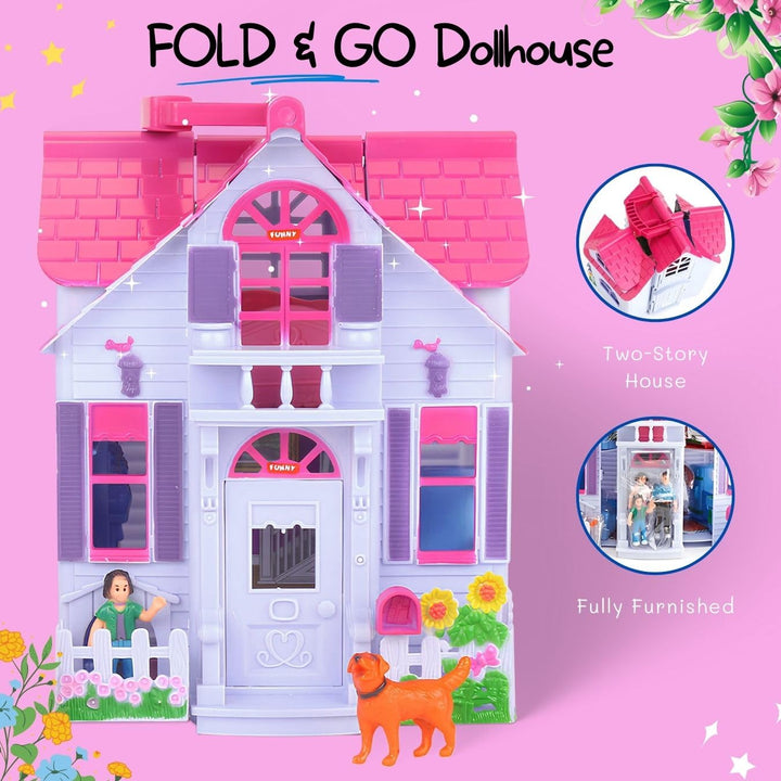 Casa De Muñecas Plegable My Sweet Home 3 En 1 Con Muebles Y Figuras - Imagen 4