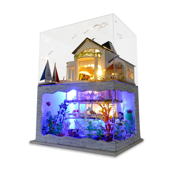 Gudoqi Kit De Casa De Muñecas Miniatura Diy Con Muebles Escala 1:24 Con Luces - Imagen 1