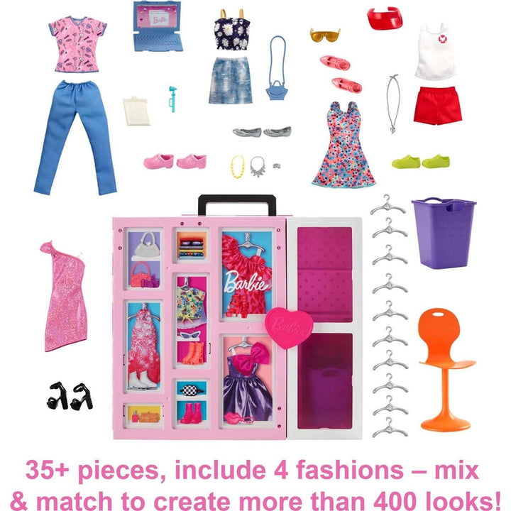 Juego Dream Closet Barbie Con Más De 35 Accesorios Y 5 Looks Incluye Zona Emergente Y Espejo - Imagen 5