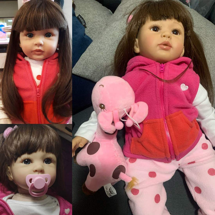 Muñeca Reborn iCradle 24 Pulgadas Realista Para Niños Y Coleccionistas Con Cabello Rizado - Imagen 6