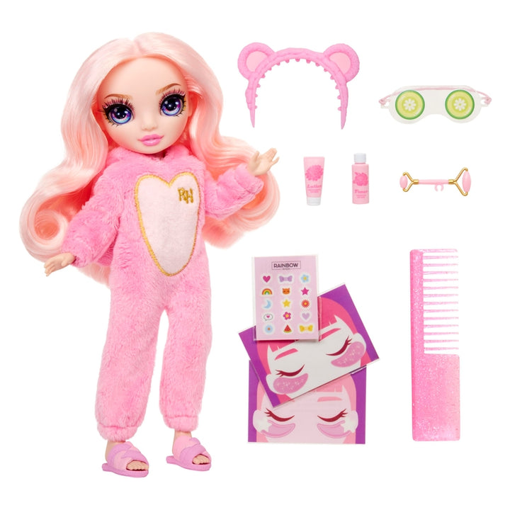 Rainbow High Jr High Bella Muñeca Rosa Fiesta de Pijamas 9 Pulgadas con Accesorios - Imagen 4