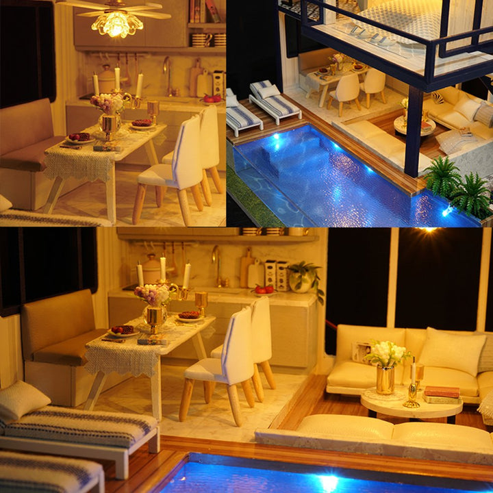 Kit Casa De Muñecas Miniatura Diy Time Apartment Con Luz Led - Imagen 5