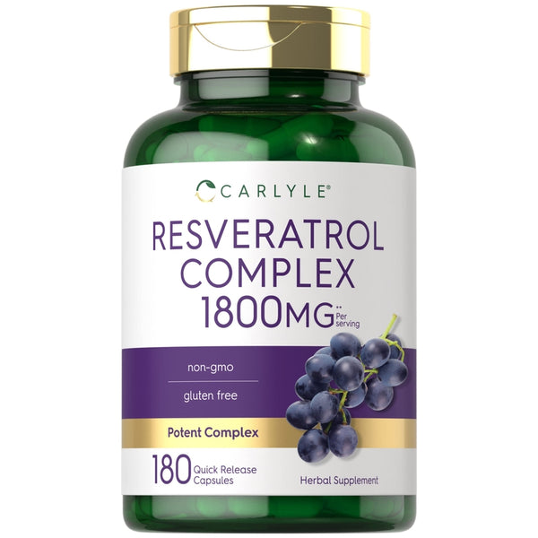 Carlyle Resveratrol Complex 1800mg - Suplemento Antioxidante en Cápsulas - Promueve Salud y Bienestar - 180 Cápsulas - Imagen 1