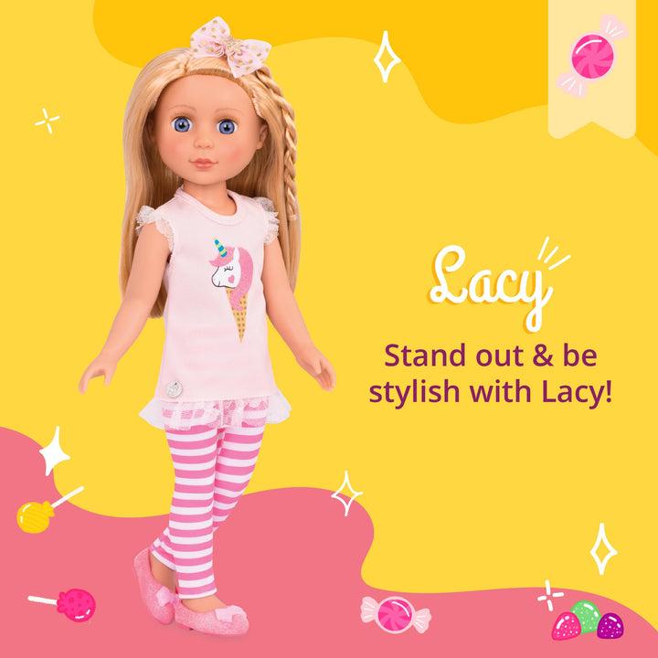 Muñeca Lacy Glitter Girls 35 cm Articulada Túnica Rosa Leggings Rayas y Zapatos de Ballet - Imagen 7