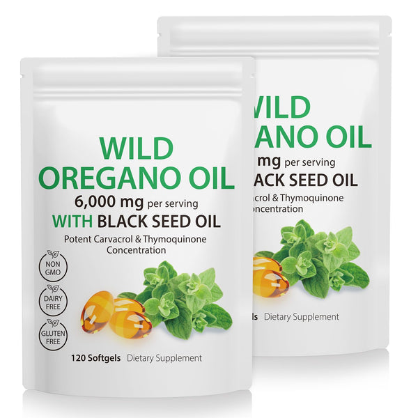 Capsulas De Aceite De Oregano 240 Unidades 6000 Mg Con Aceite De Semilla Negra Vegano - Imagen 1
