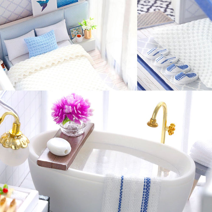 Kit Casa De Muñecas Miniatura Diy Time Apartment Con Luz Led - Imagen 7