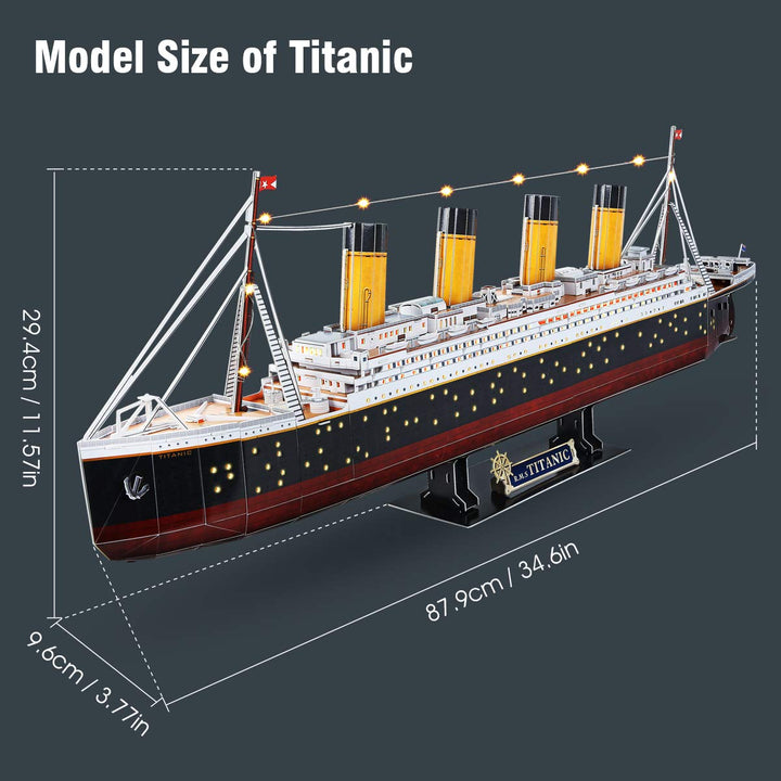 Rompecabezas 3D Led Titanic 89 Cm Barco Decoración Hogar Experiencia Creativa - Imagen 2